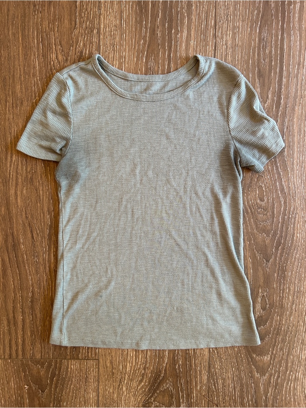 Slim Ribbed Short Sleeve Tee in Turquoise